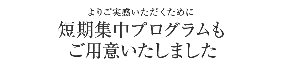 よりご実感いただくために短期集中プログラムもご用意いたしました